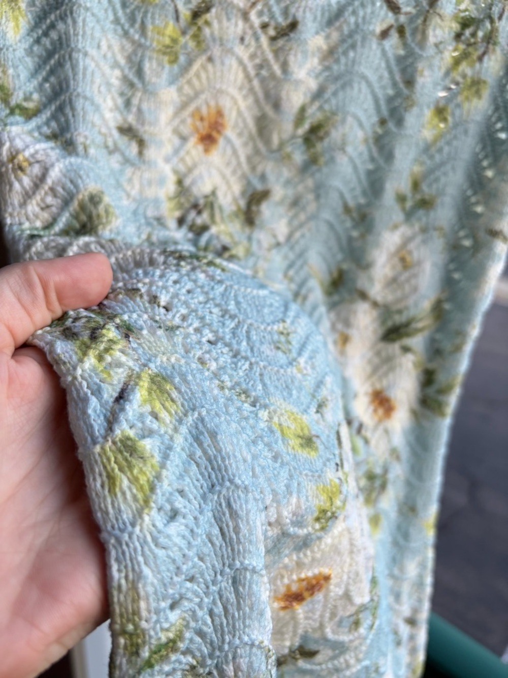 🆕🦋☘️ AQUA Floral Knit Dress M Ivory Blue Textured Crochet Midi Bloomingdale’s - Picture 11 of 15